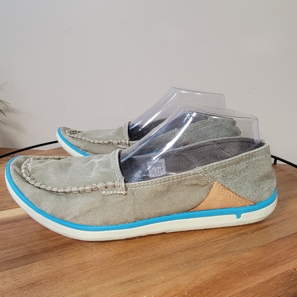 Merrell Tan and Blue Loafers - Picture 4 of 16